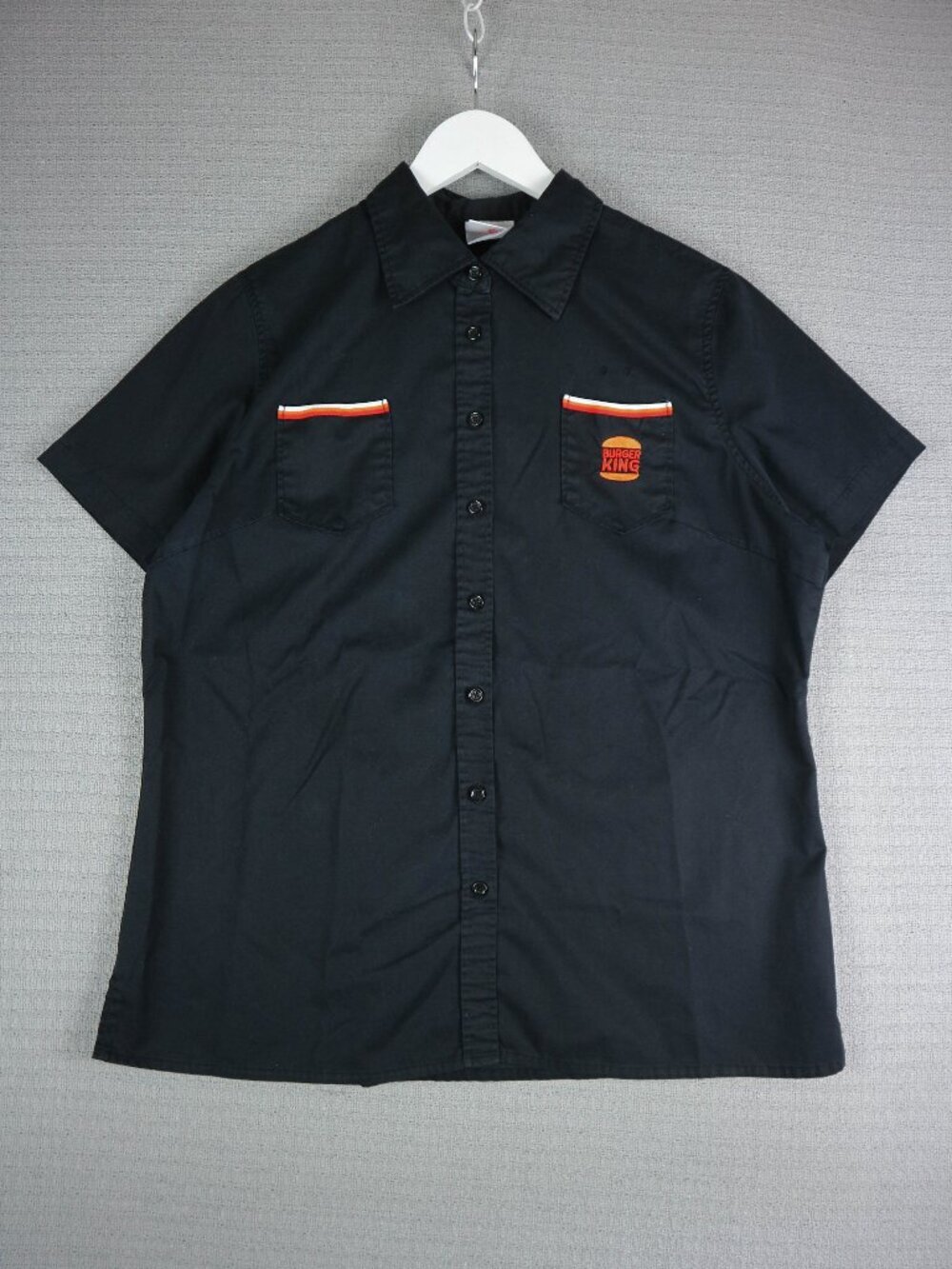 Burger King Polo Shirt Adult Womens L Black Short Sleeve Logo Employee Uniform